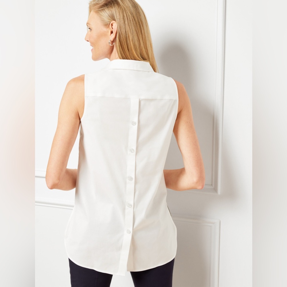 TALBOTS SLEEVELESS NON-IRON BUTTON-BACK TUNIC